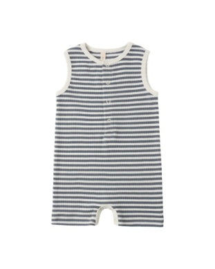 RIBBED HENLEY ROMPER || OCEAN STRIPE