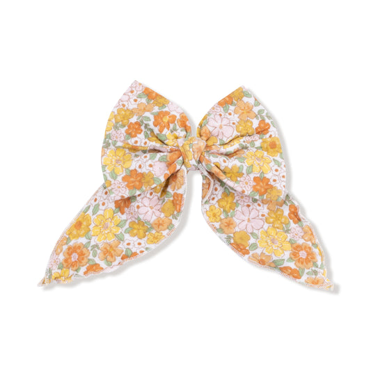 Sweet Amber Floral - Bow W/ Tails Clip In