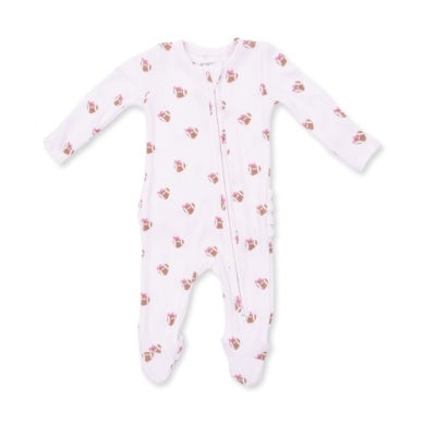 Mini Football Hearts - 2 Way Ruffle Back Zipper Footie