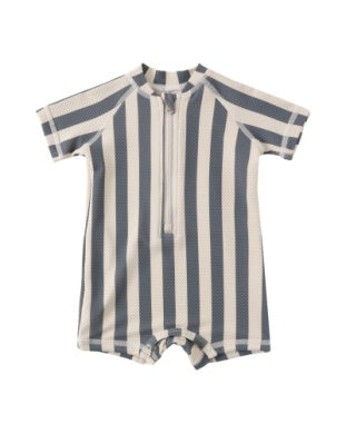 ZIP RASHGUARD ONE-PIECE || RETRO OCEAN STRIPE