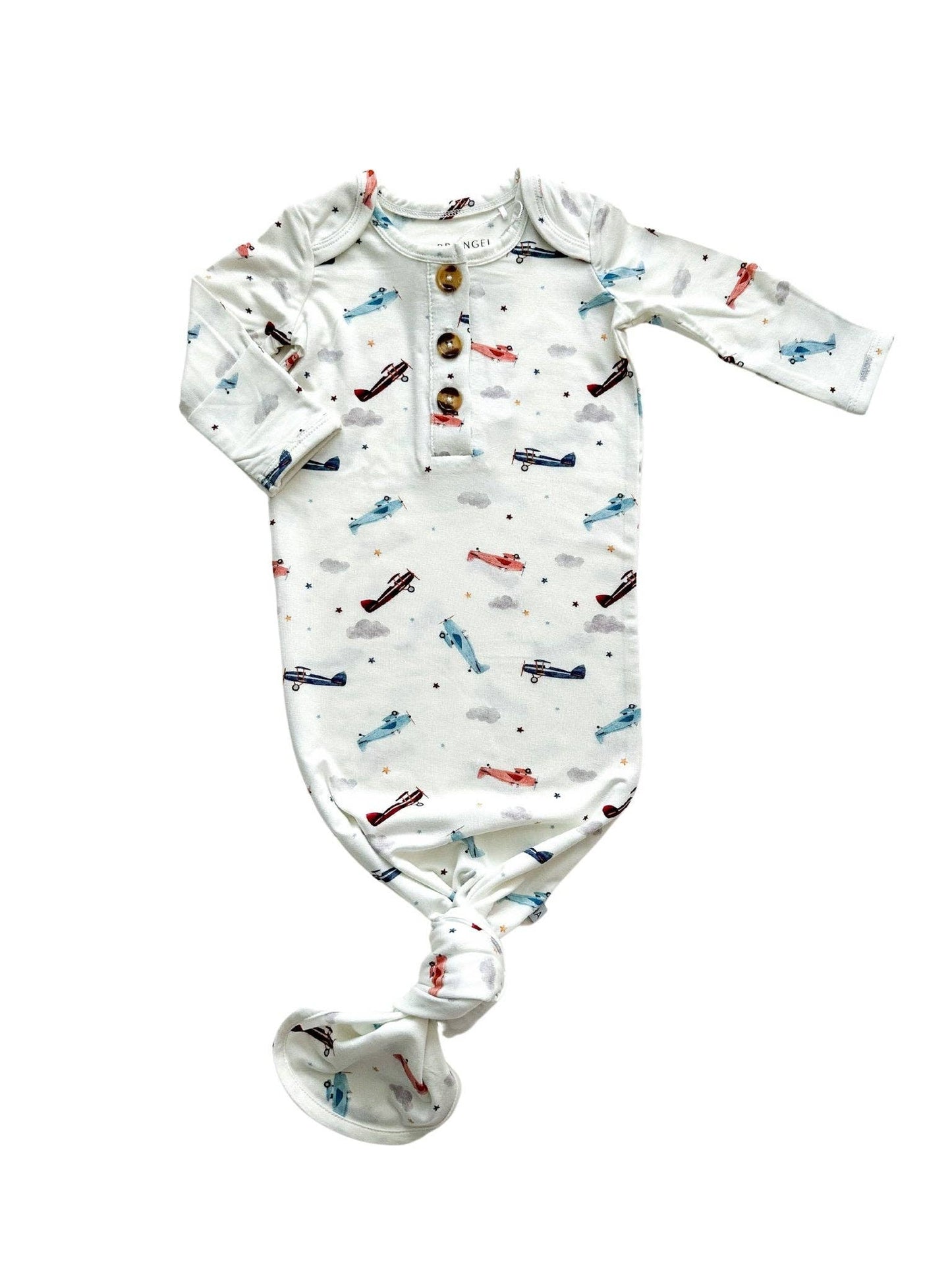 Vintage Airplane Knotted Baby Gown & Hat