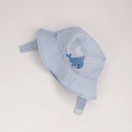 Whale Blue Seersucker Bucket Hat